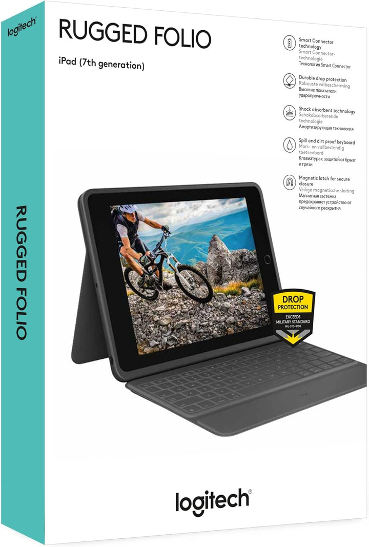 Logitech Rugged Folio für iPad (7., 8. und 9. Generation) – Schutzcase mit Smart Connector und strap