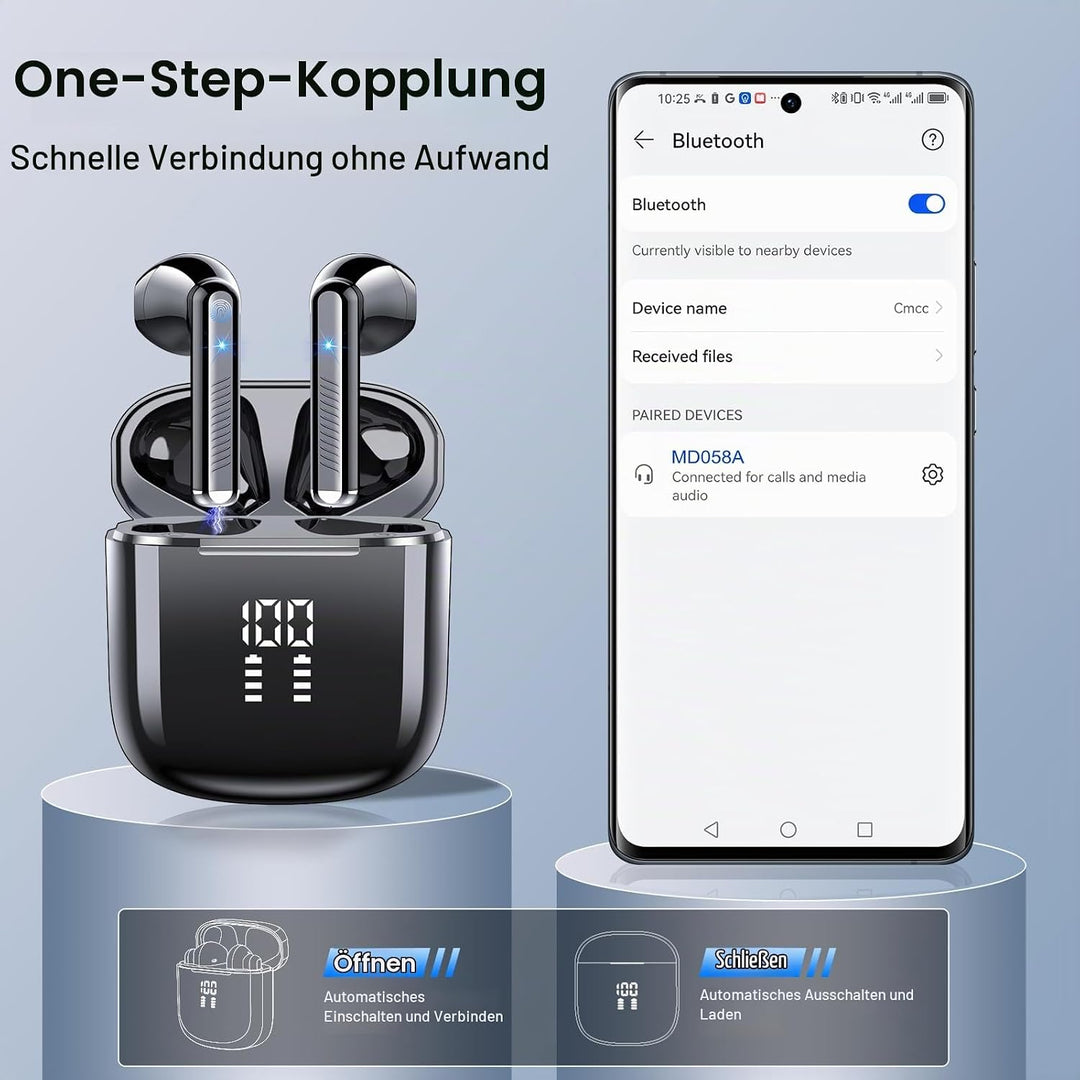 OYIB Bluetooth Kopfhörer, 2024 In Ear Kopfhörer Kabellos Bluetooth 5.3 Kopfhörer mit ENC Mic, 25 Std