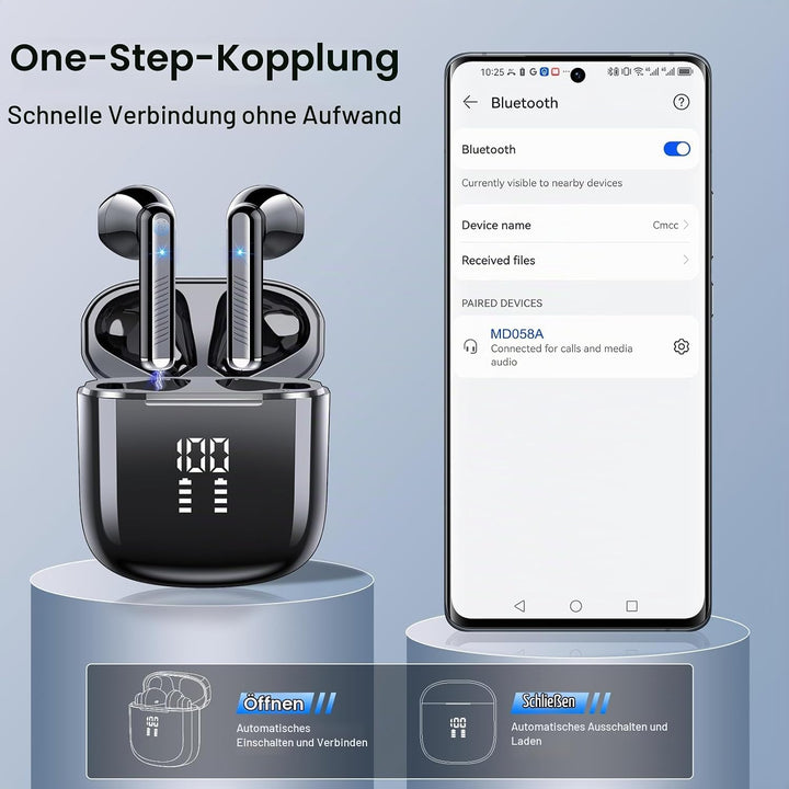 OYIB Bluetooth Kopfhörer, 2024 In Ear Kopfhörer Kabellos Bluetooth 5.3 Kopfhörer mit ENC Mic, 25 Std