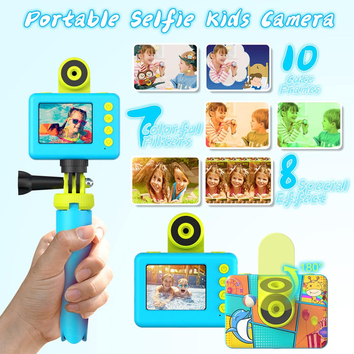 Ushining Kinderkamera wasserdichte Kamera für Kinder, HD 1080P Digitalkamera Videokamera Selfie Kame