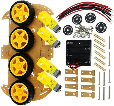 4WD Robot Smart Car Chassis Kits Auto mit Geschwindigkeits-Encoder für Arduino – Vier Reifen, Omni-W