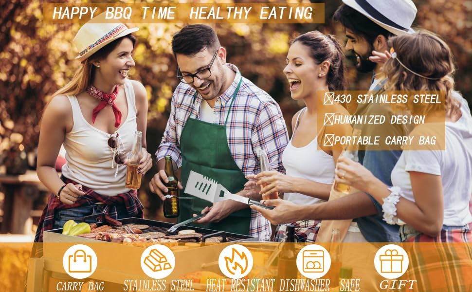 ZWMYF Edelstahl Grillbesteck-Set 6-TLG Professionelle Grill Bestecksets in Tragetasche BBQ Grillwerk