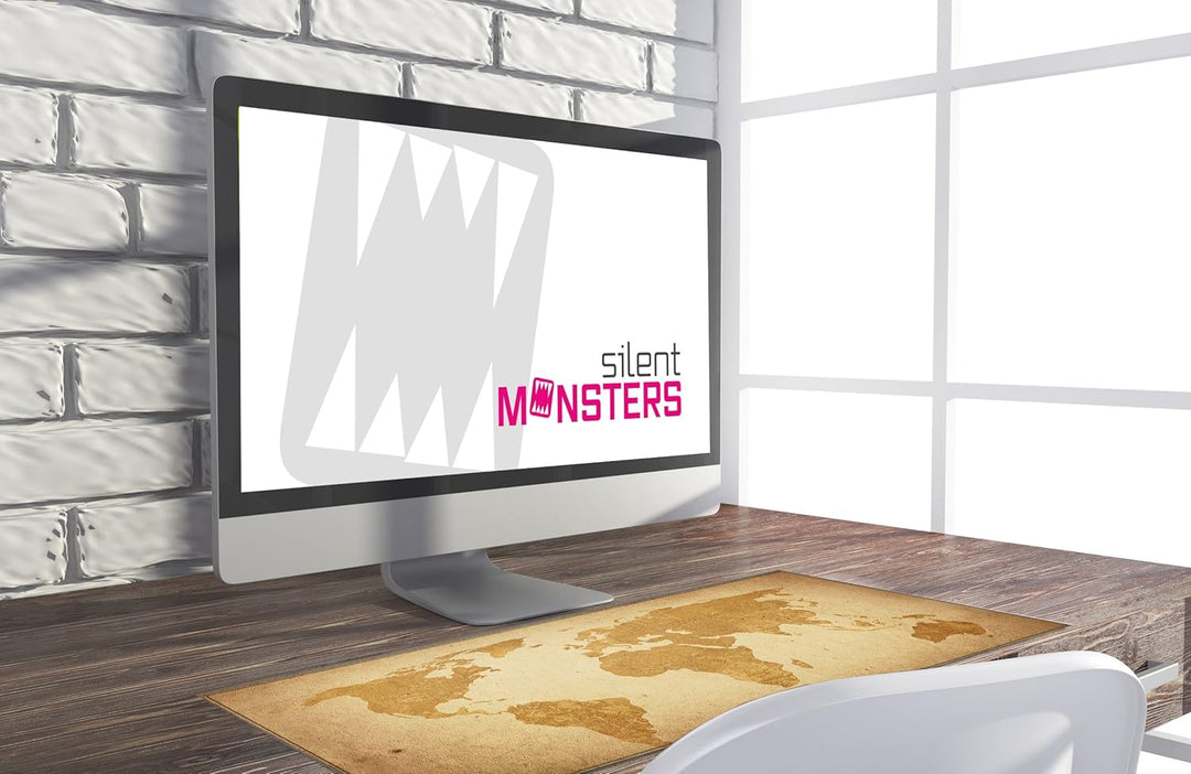 Silent Monsters Mauspad XXL 900 x 400 mm grosses Mousepad Weltkarte braun - Vernähter Rand - rutschf