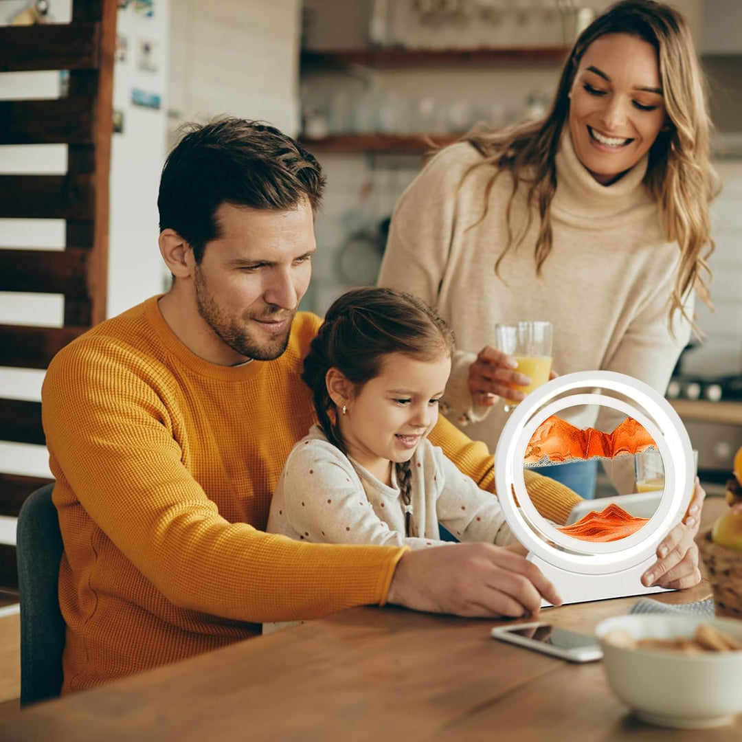 Ulikey Sandbilder Zum Drehen, 3D Dynamische Sandbild mit Led Licht, 10 Zoll Bewegende Sandkunst, Fli