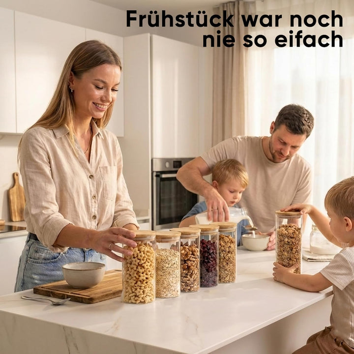 Deco haus Vorratsgläser mit Deckel 4er set, Vorratsdosen Glas Luftdicht - Glas Vorratsdosen mit Deck