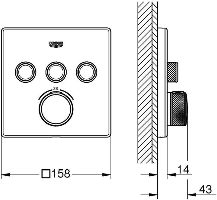 GROHE Grohtherm SmartControl | Brause- & Duschsystem - Thermostat mit 3 Absperrventilen | moon white