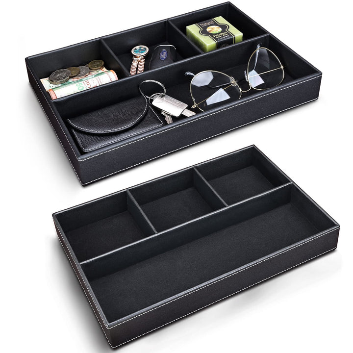 GORESE Valet Tablett, Leder Büro Schublade Schreibtisch Aufbewahrungsbox, Nachttisch Ablageschale, T