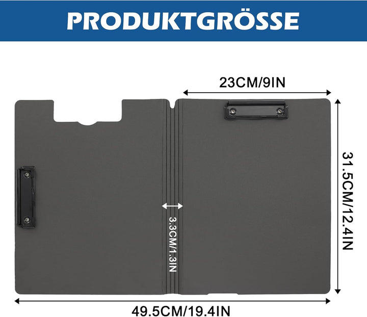3 Stück Klemmbrett A4 Mit Deckel, A4 Klemmbrett Ordner für Memo-Formulare, Dokumente und Schule, Bür