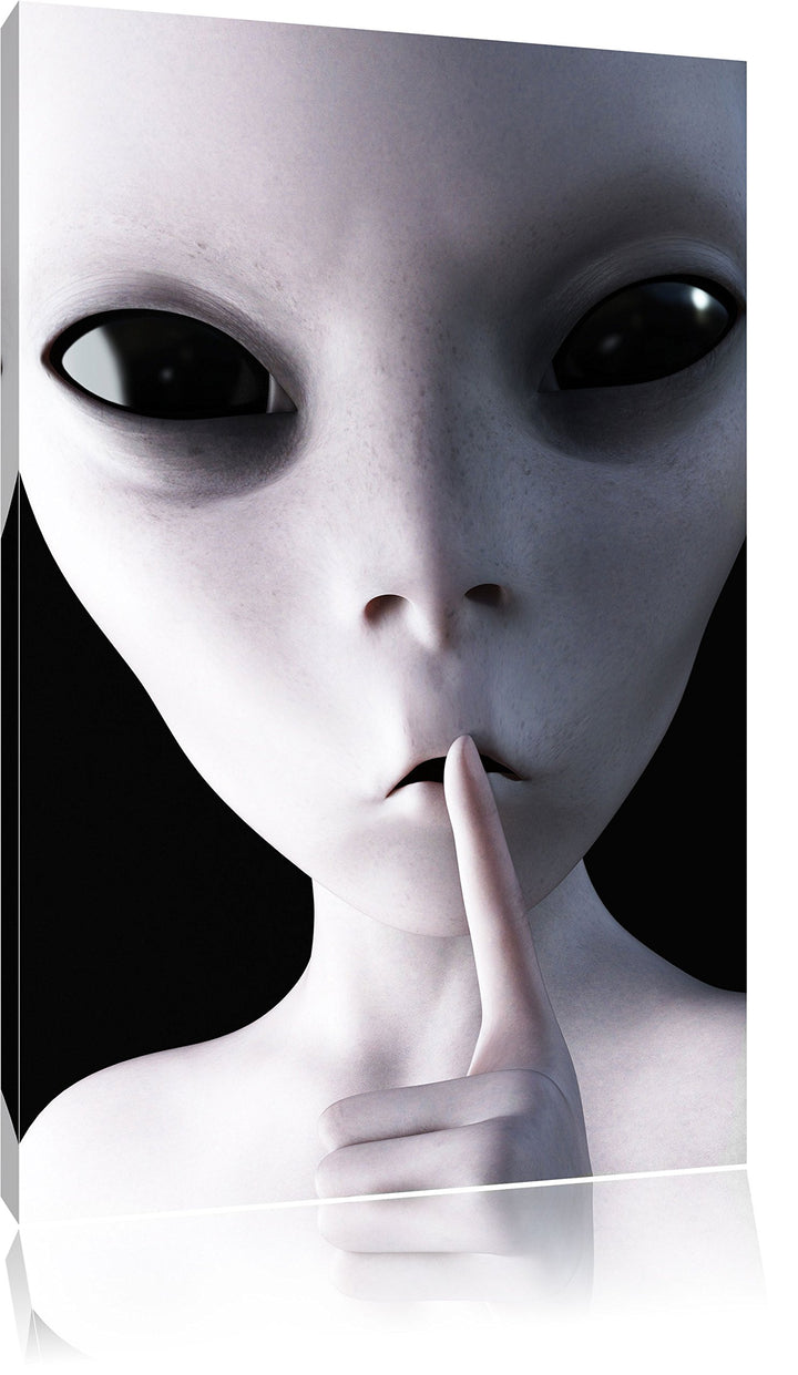 Pixxprint Alien - Nicht reden als Leinwandbild/Grösse: 100x70 cm/Wandbild/Kunstdruck/fertig bespannt