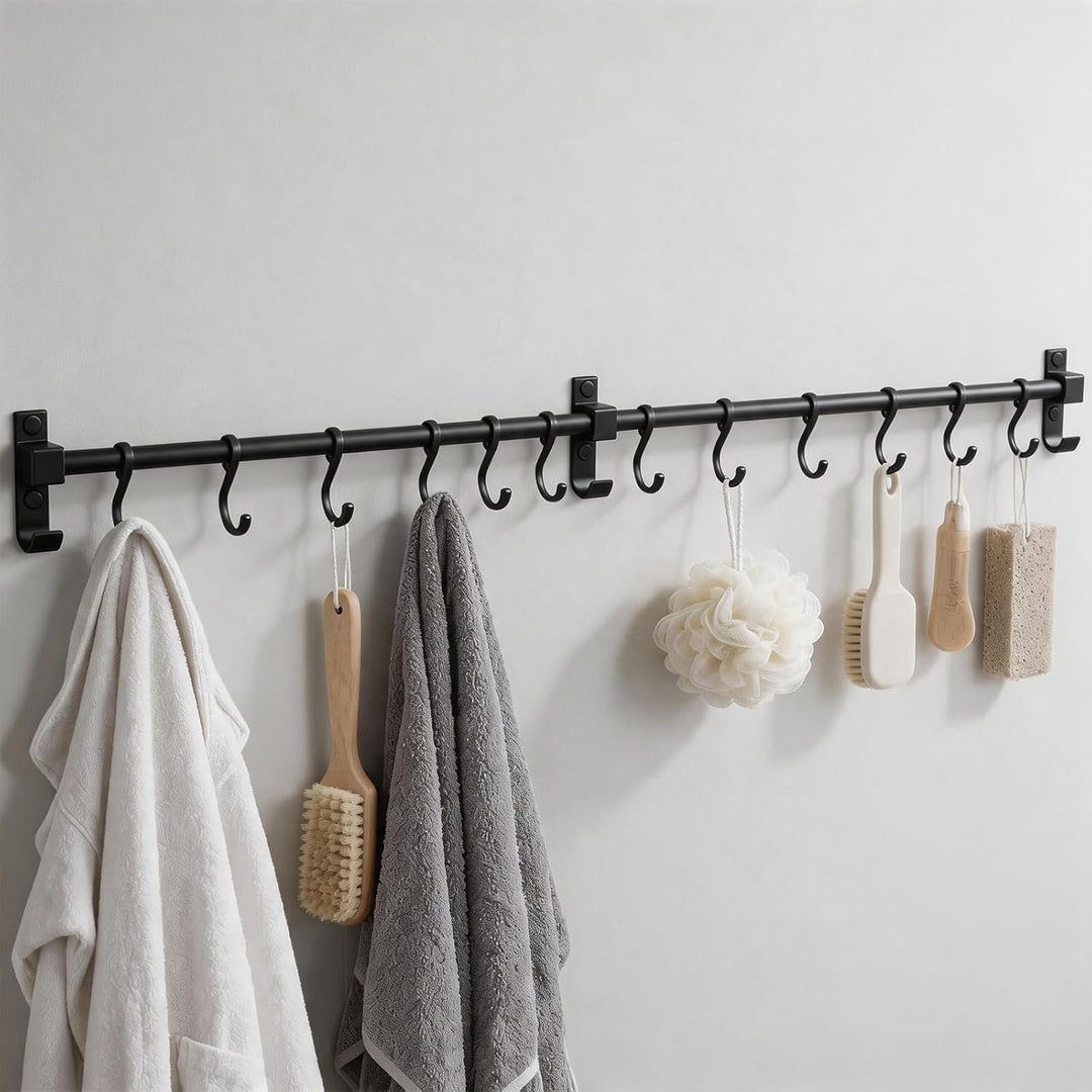 Hakenleiste Küche 80 cm, Aluminium Hängeleiste Küche, Stange für Küchenutensilien mit Beweglichen Ha