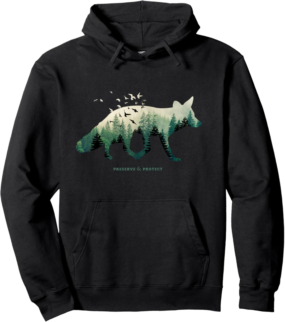 Preserve & Protect Umweltschutz Klimaschutz Fuchs Silhouette Pullover Hoodie