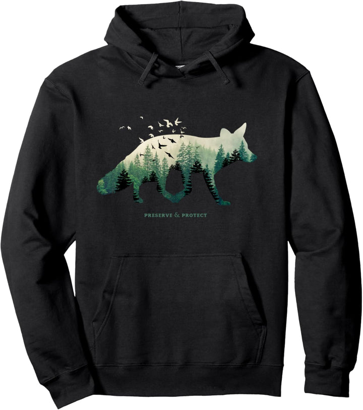 Preserve & Protect Umweltschutz Klimaschutz Fuchs Silhouette Pullover Hoodie