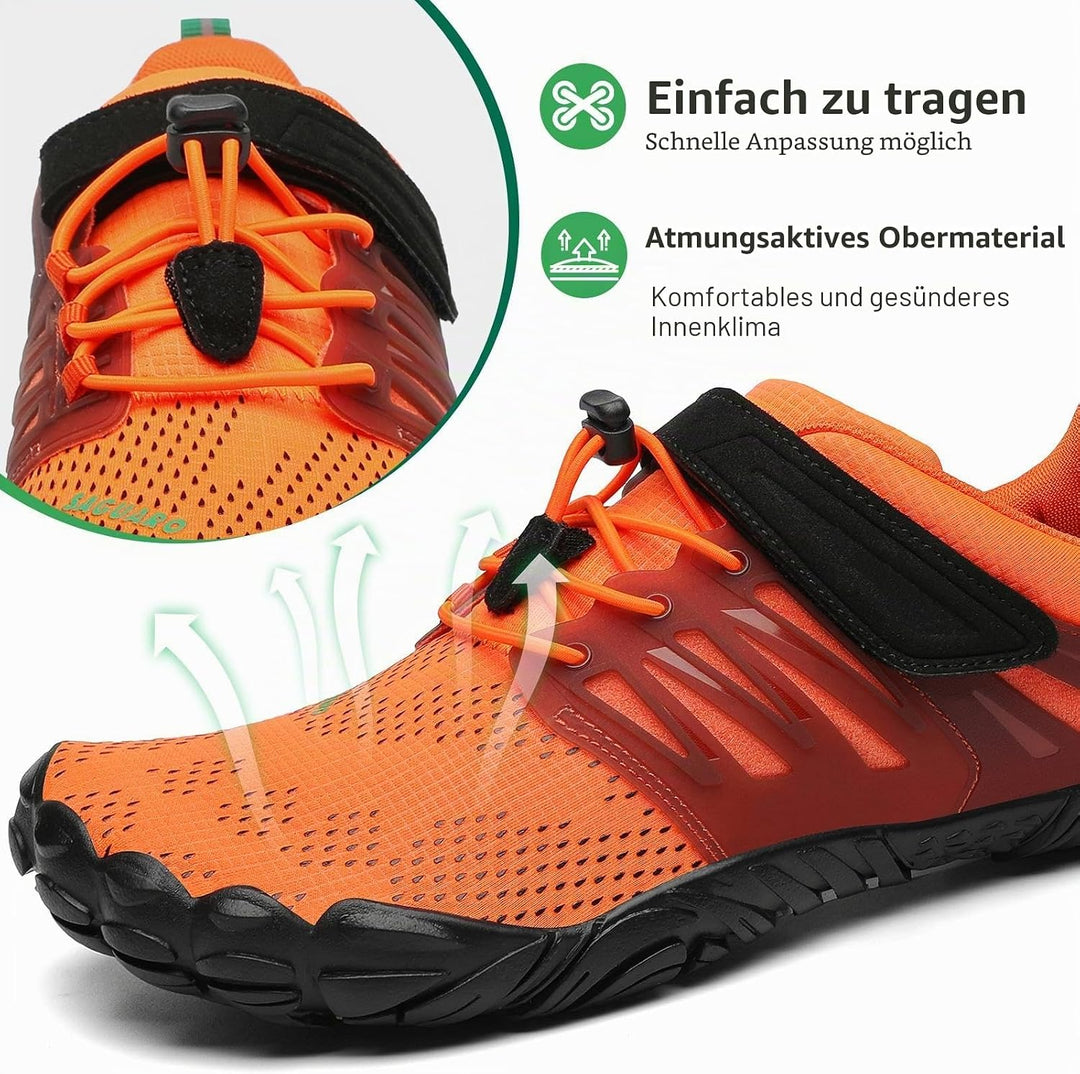 SAGUARO Unisex Barfussschuhe Outdoor Zehenschuhe Traillaufschuhe 42 EU Orange, 42 EU Orange