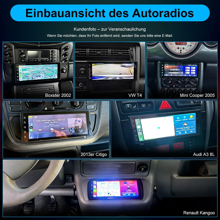Android Autoradio 1Din mit Bildschirm,Wireless CarPlay & Android Auto Radio Touch Display mit Blueto