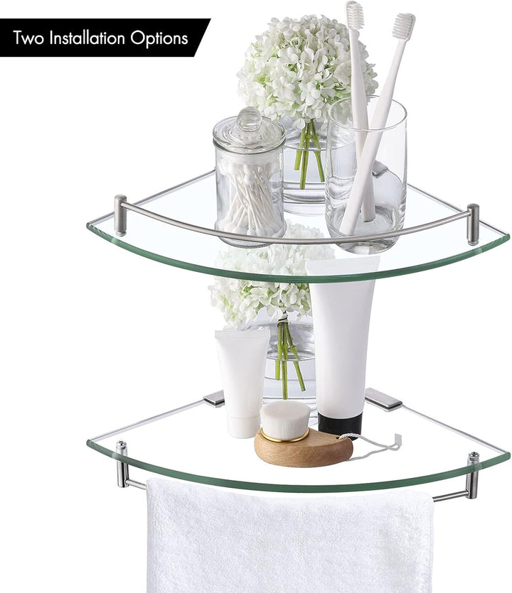 KES Duschablage Glas Eckregal Glasregal 7 mm Hartglas Glasablage für Badezimmer Regal Wandregal Dusc