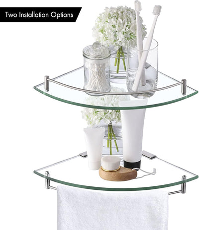 KES Duschablage Glas Eckregal Glasregal 7 mm Hartglas Glasablage für Badezimmer Regal Wandregal Dusc