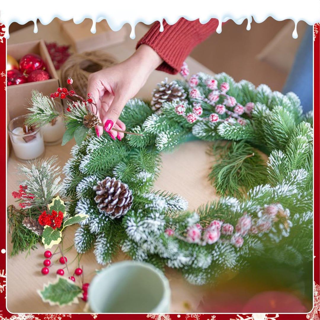 8 Piece Artificial Christmas Branches for Decoration, 21 cm Red Berry Branches Christmas BerryBranch