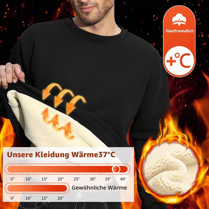 PASUDA Herren Sweatshirt Winter Warm Fleece Pullover Herren Langarm Pulli mit Rundhalsausschnitt Bas