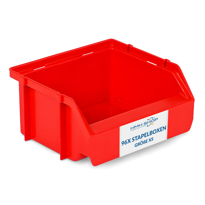 HMH 96x Stapelboxen Grösse XS Werkstatt Garage Keller Sichtlagerboxen 90x102x50mm Lagerboxen ROT Sic