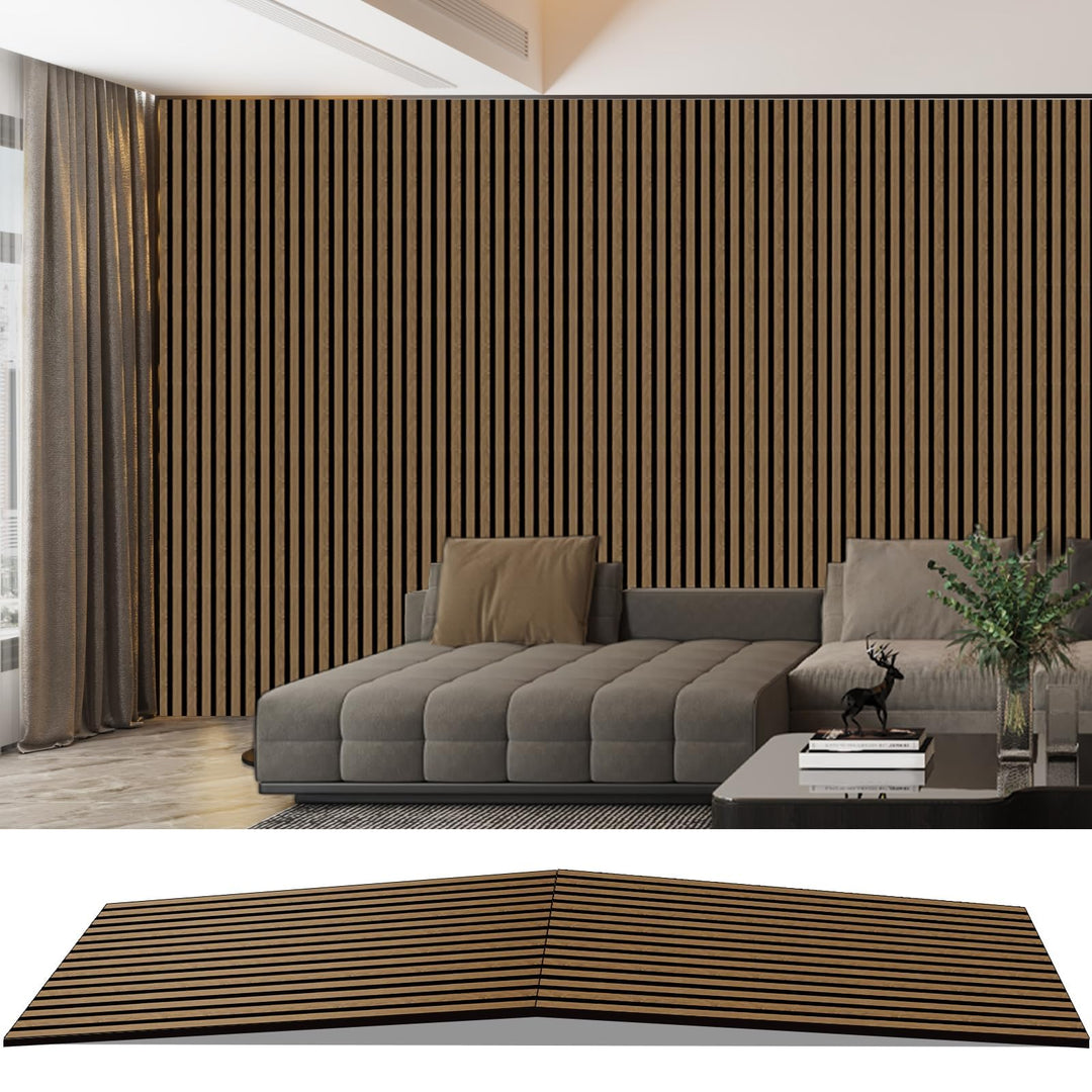 AKK-PANE Akustikpaneele Holz 240x60cm,1,44m² - Faltbar 3D Wandpaneele Holz, Akustik Paneele Wand für