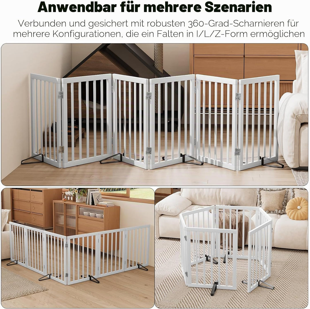 Freistehendes Hundegitter, Faltbares Hundebarriere für Tür,Treppen,Flur,Küche &amp; Schlafzimmer, Freist