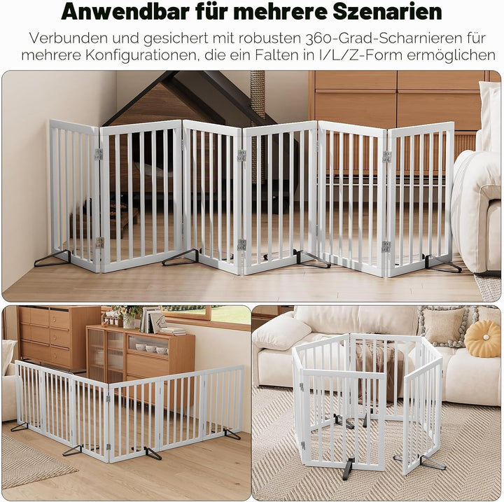 Freistehendes Hundegitter, Faltbares Hundebarriere für Tür,Treppen,Flur,Küche &amp; Schlafzimmer, Freist