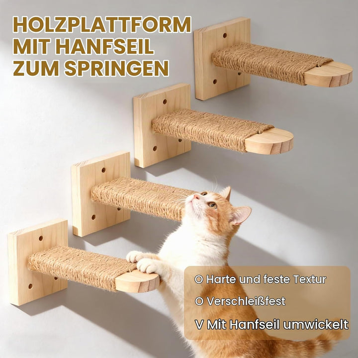 4 Stück Katzentreppe Wand, Kletterstufe 20CM, DIY Kletterwand Katzen, Katzenleiter Katzenbretter, Ka