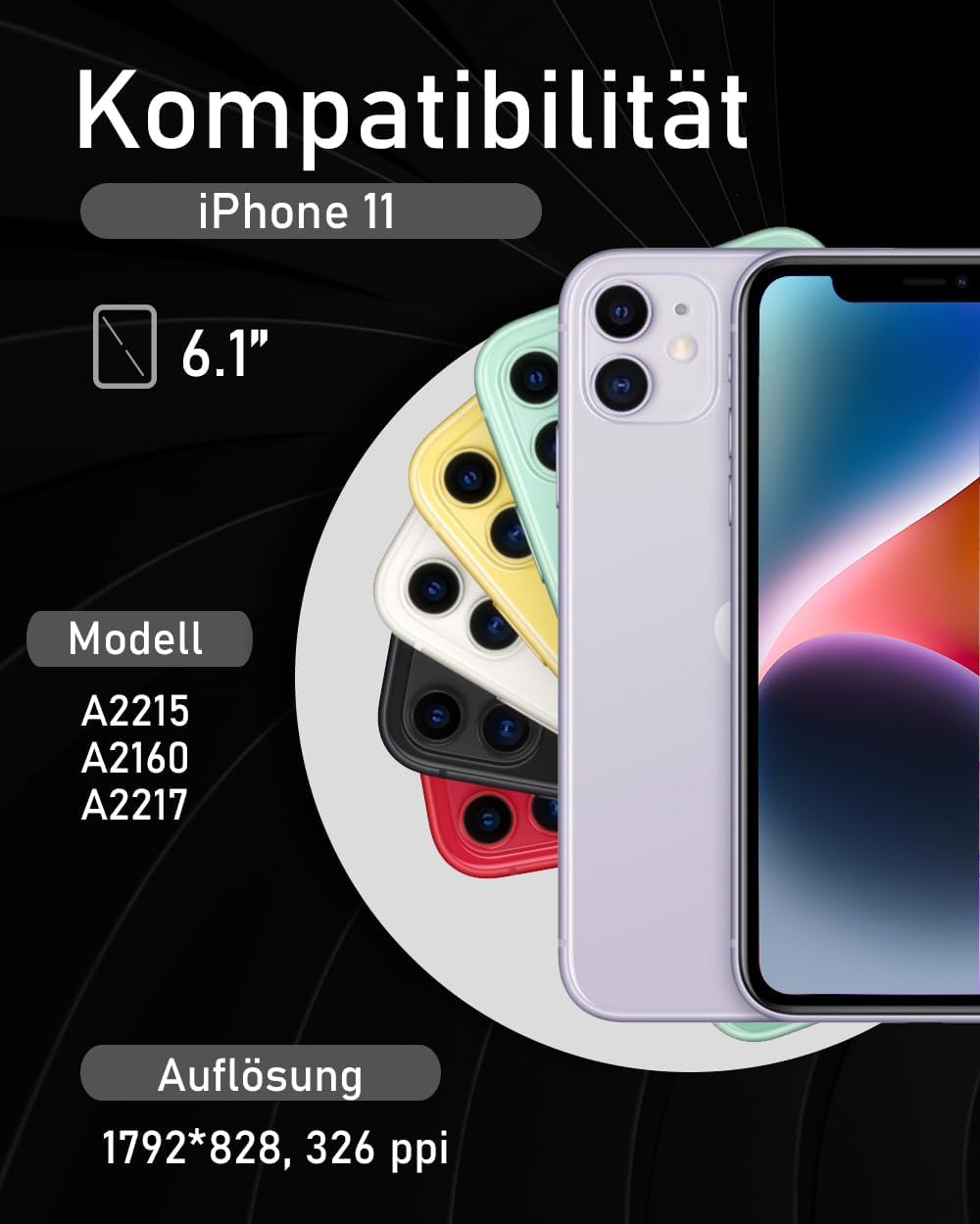 bokman Display Reparaturset Kompatibel mit iPhone 11 (inkl. Glas, Retina LCD, Touchscreen), Passende