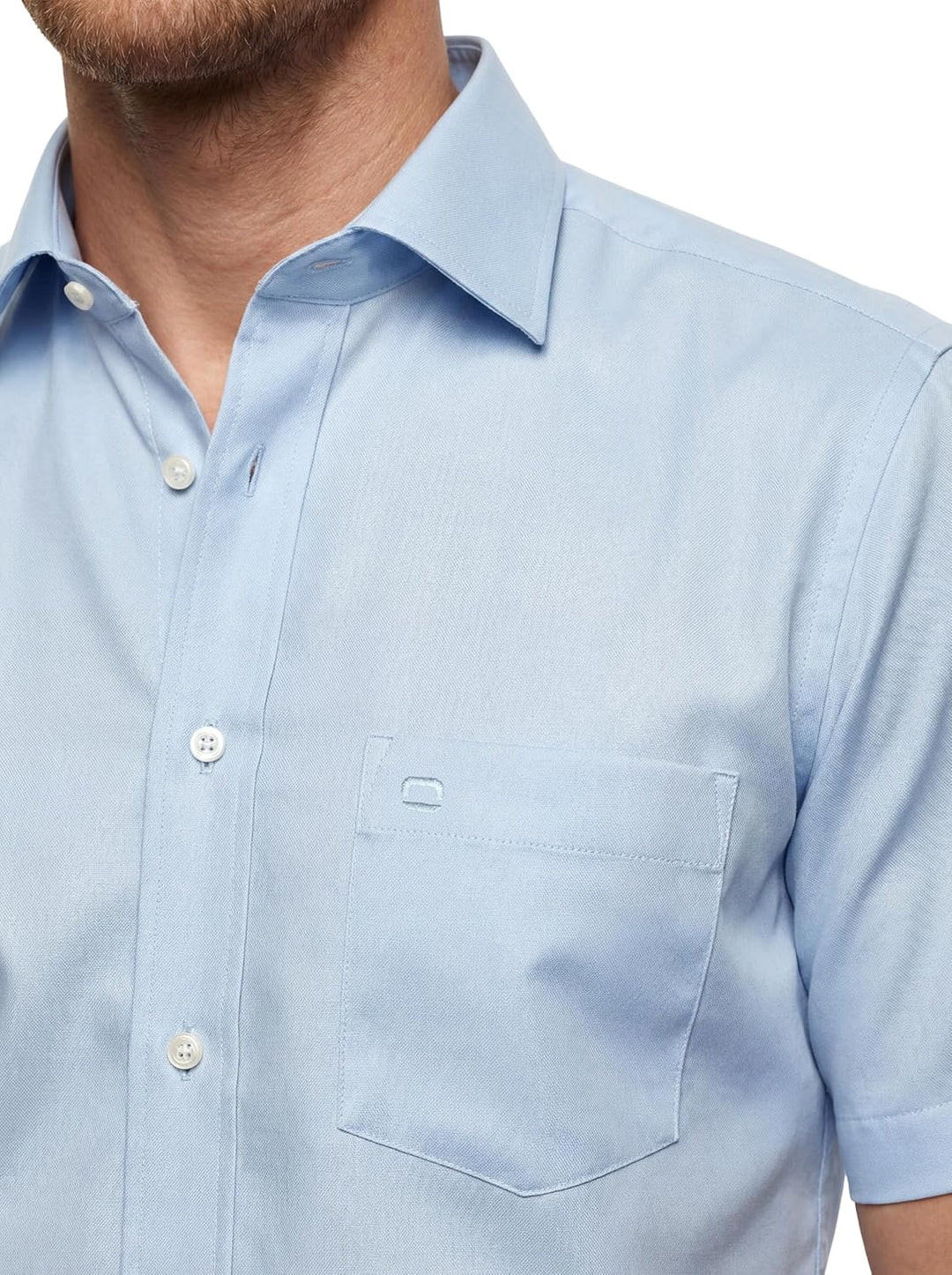 OLYMP Herren Businesshemd Kurzarm Luxor,Männer,Einfarbig,Comfort fit,New Kent,blau 15,47
