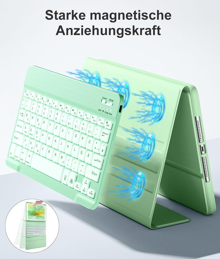 Vobafe Hülle mit Tastatur Kompatibel für iPad 9./ 8. /7. Generation 10.2 Zoll mit Stifthalter, Magne