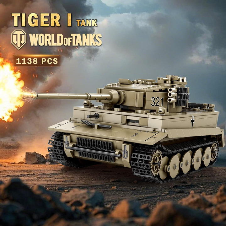 Reobrix Tiger I Tank Bausteine Set für Erwachsene, Modellbausatz Deutscher Militärpanzer aus dem Zwe