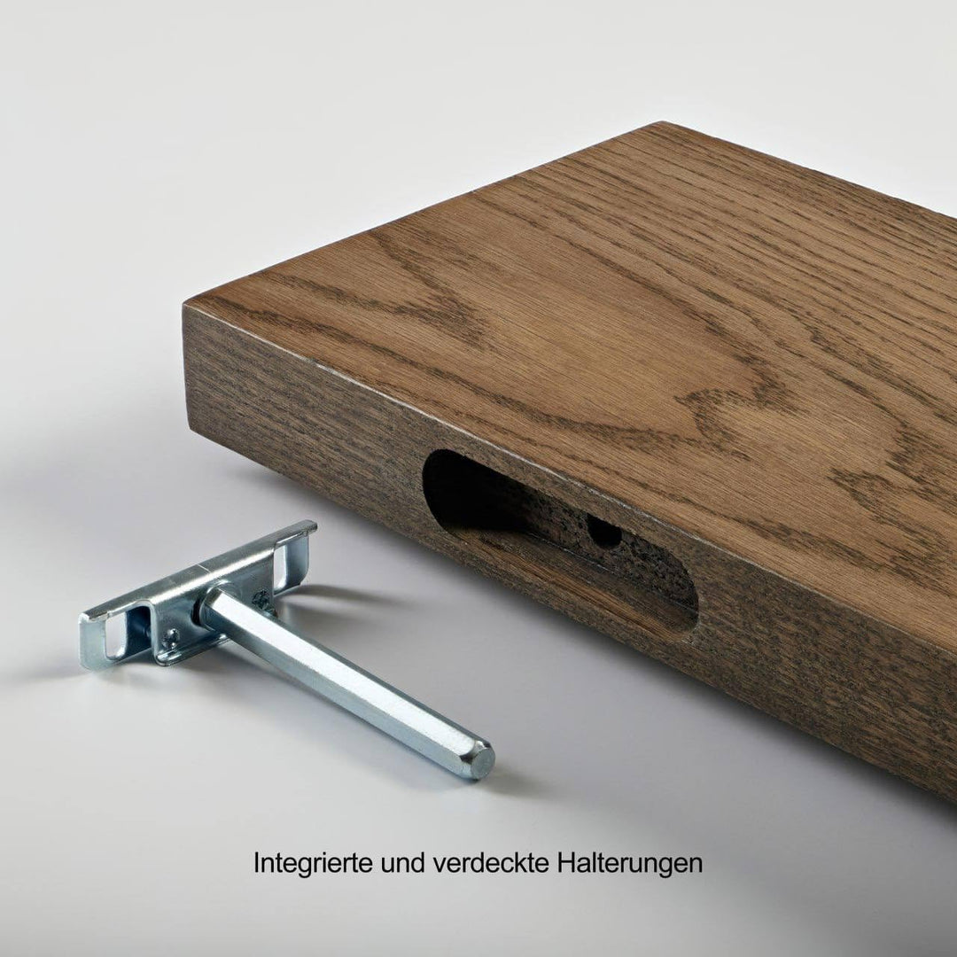 1 Original BestLoft® Wandregal Ruby mit Baumkante aus Eiche Wandboard Dunkel (40cm, Baumkante) Baumk