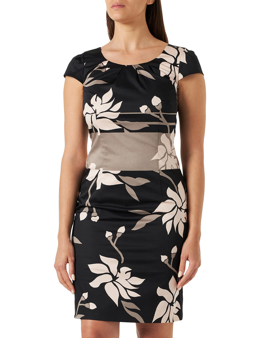 comma Damen Kleid, Grey/Black 99d5