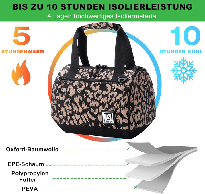 Brisby Kühltasche - 10L, Lunchtasche Damen, Vierschicht isolierte Kühltasche mit Kühlelemente, viels