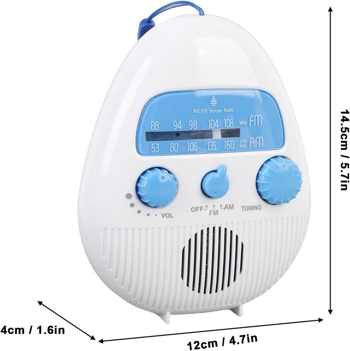 Zerodis AM FM Duschradio, Batteriebetriebene Hänge -Badezimmer -Radio mit Eingebauter Lautsprecher f