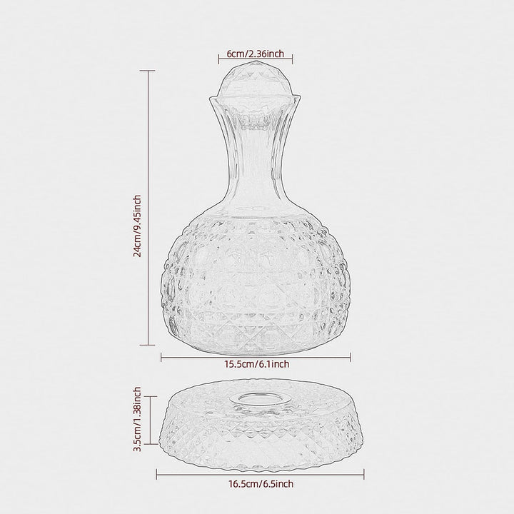 Lvpradior Kristallglas-Weindekanter, 360° drehbarer Relief-Rotweinbelüfter-Spenderausgiesser, 1,5 l