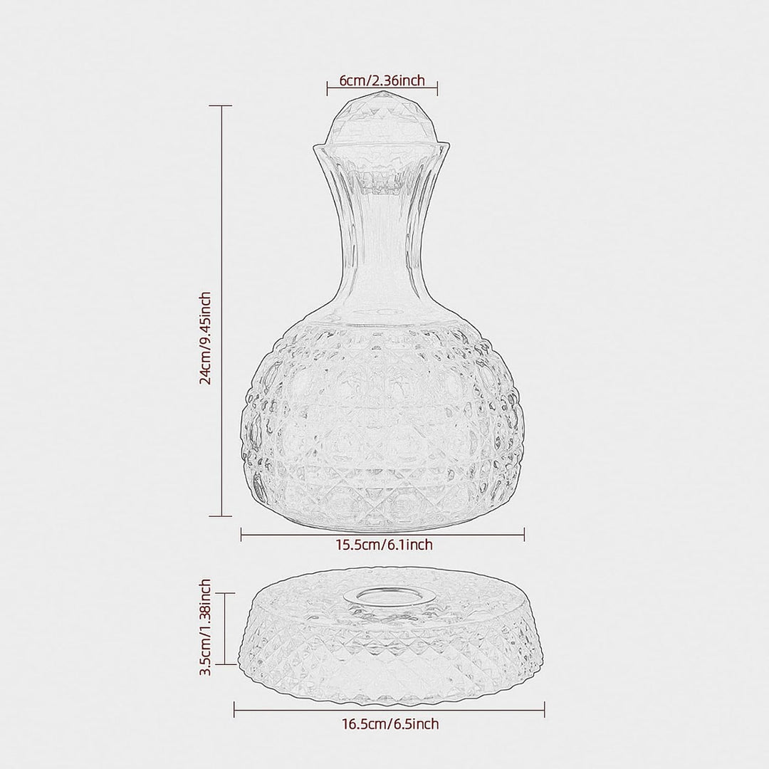Lvpradior Kristallglas-Weindekanter, 360° drehbarer Relief-Rotweinbelüfter-Spenderausgiesser, 1,5 l