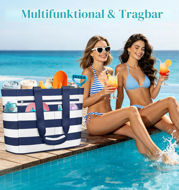 Grosse Strandtasche mit Reissverschluss XXL Familie Strandtasche Damen Gross Shopper Tasche Beach To