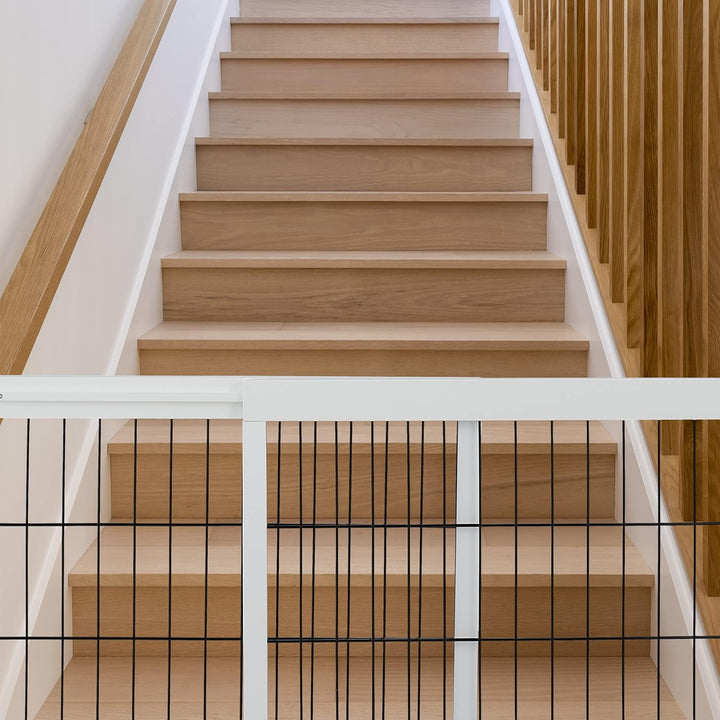 Relaxdays Absperrgitter, ausziehbares Schutzgitter, Treppe &amp; Tür, HxB: 56 x 70-108 cm, freistehend,