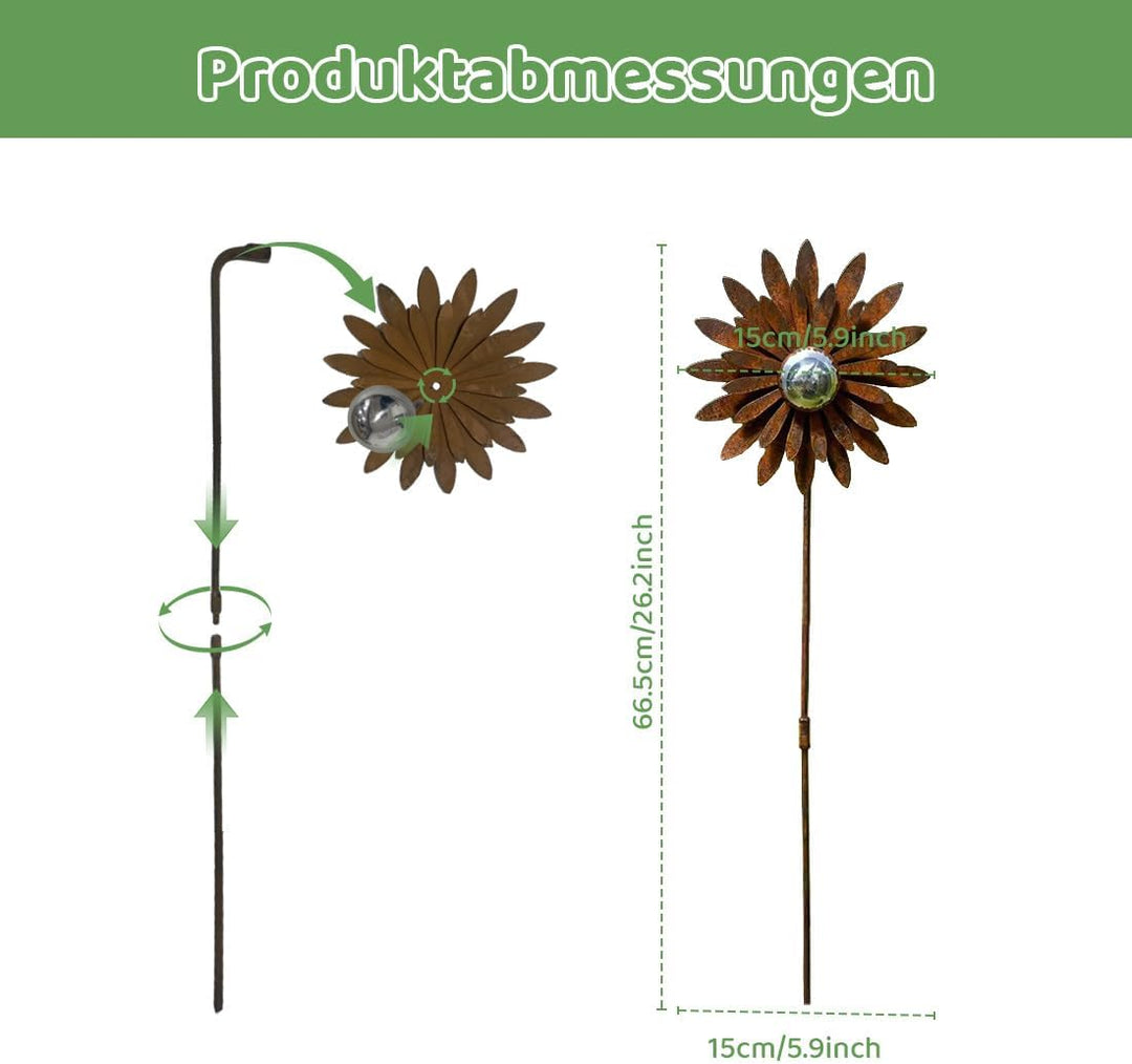 Gartenstecker Rost Blumen, Gartenstecker Metall, Gartendeko Rost, R-ost Deko für Garten, D-EKO Rostf