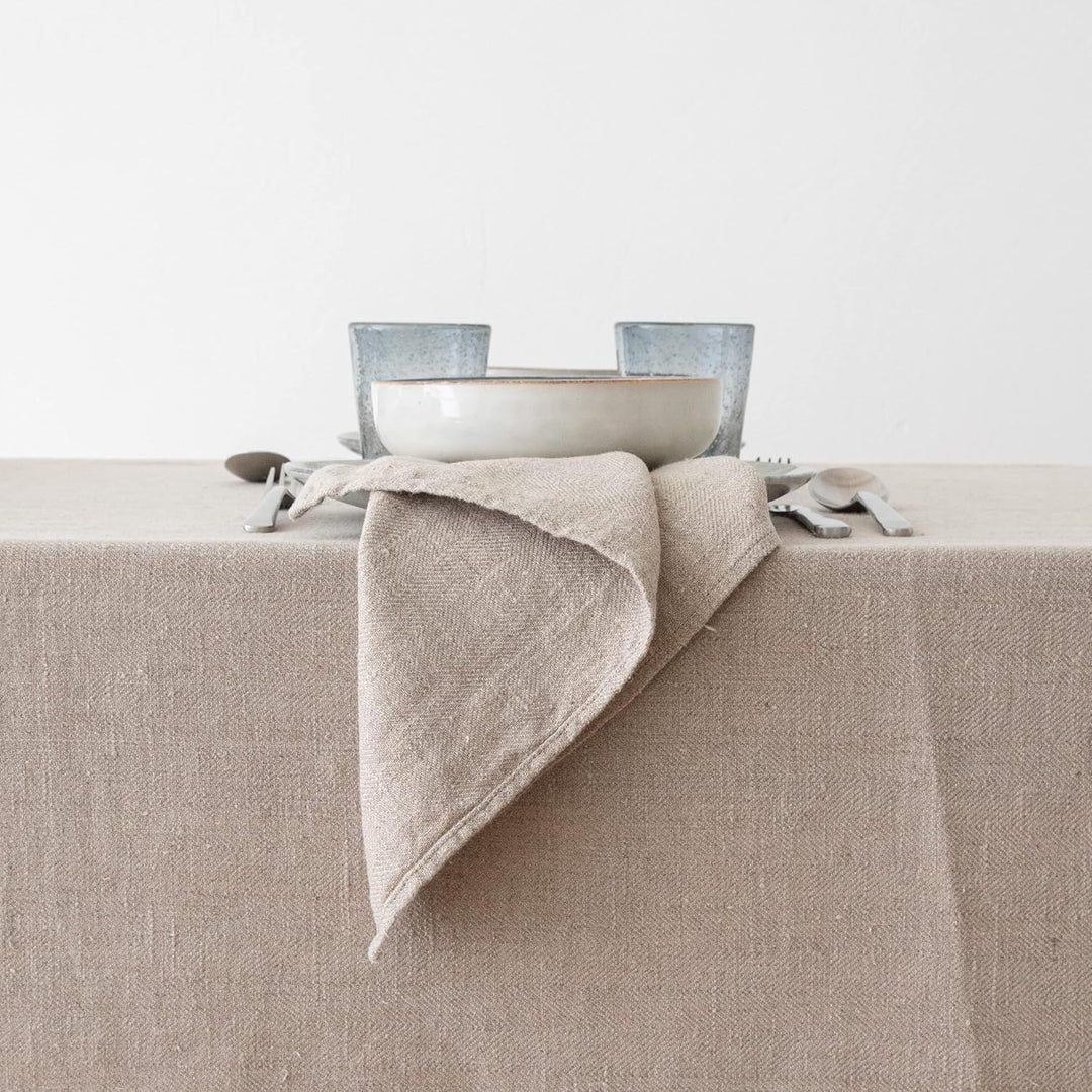 LinenMe, Lara Tischtuch aus beigefarbenem Leinen, 135 x 140 cm 0107902, 135 x 140 cm