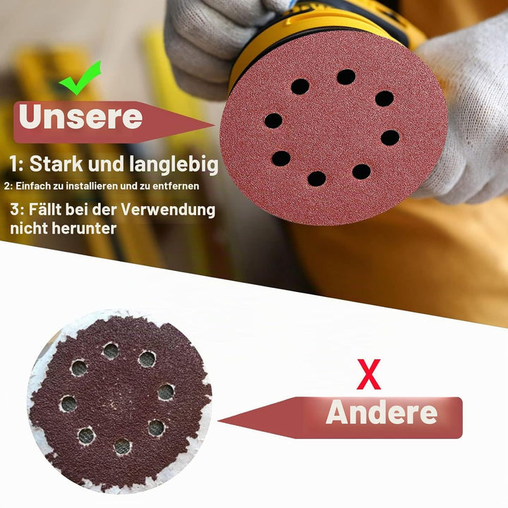 STEBRUAM 105 Stück Schleifpapier 125mm Klett, Profi 125 Schleifscheiben Rund 8 Loch für Exzenterschl
