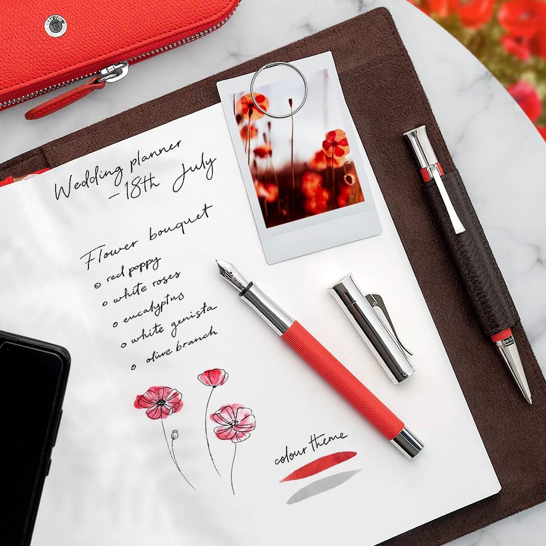 Graf von Faber-Castell 145266 Drehkugelschreiber Guilloche Indian Rot, Indian Rot
