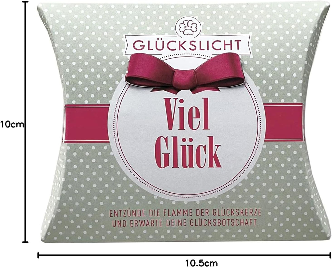 Glückslicht/Dots/Viel Glück/Zartgrüne Geschenkbox mit weissen Punkten und roter Banderole / 10er-Set