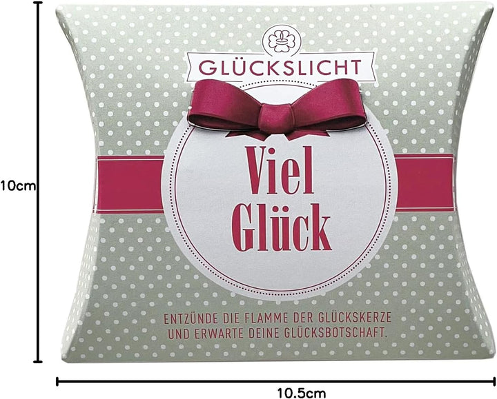 Glückslicht/Dots/Viel Glück/Zartgrüne Geschenkbox mit weissen Punkten und roter Banderole / 10er-Set