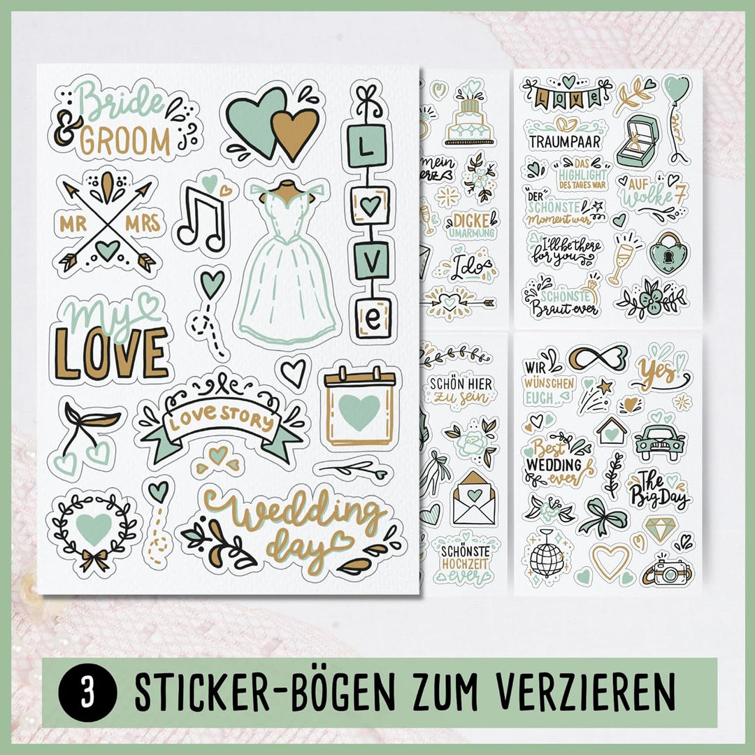 Fotospiel Hochzeit Set by snaPmee - 50+4 Fotoaufgaben, Fotobuch (Hardcover) mit Stift, 133 Sticker,