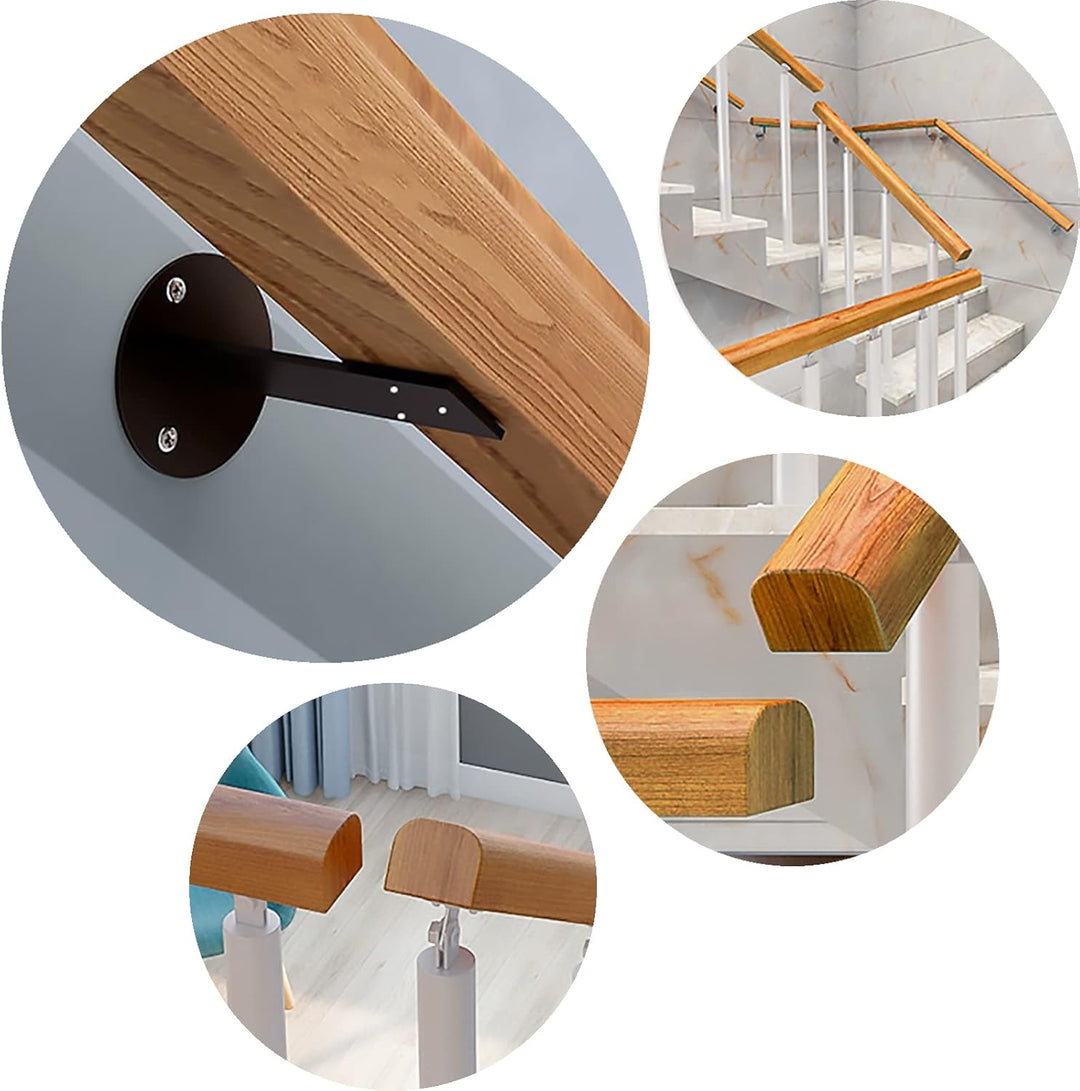 Handläufe für Treppen 30-600cm Holzhandlauf mit Halterungen, Rutschfeste Treppengeländer Stützstange