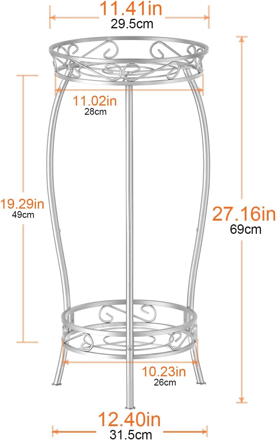 Bomclap Pflanzenständer Metall, 69 cm Blumenständer Pflanzenständer, 2-stufige Blumentopf Ständer Bl