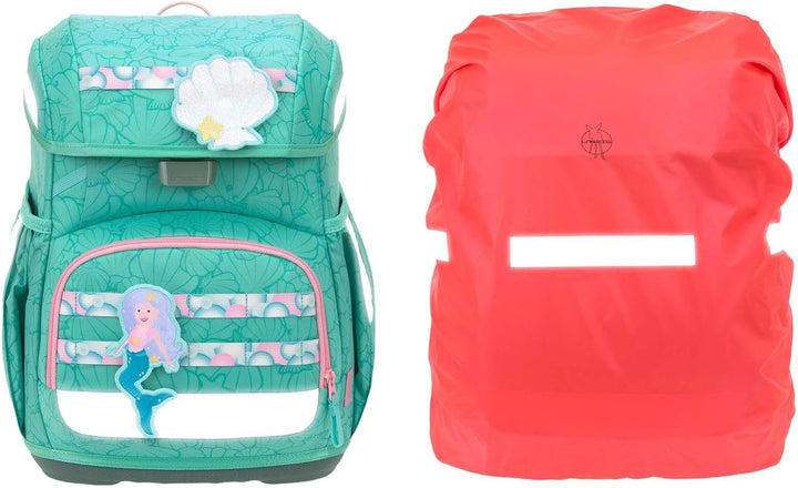 LÄSSIG Schulranzen Regenhülle Light Unique School Set 7-teilig Seashell turqouise türkis