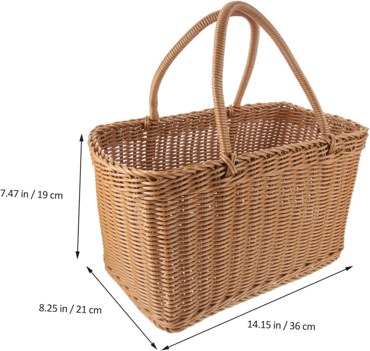 YARNOW Einkaufskorb Tragbar Kunststoff Gewebter Korb Geflochtene Damen Shopper Einkaufstasche Strand